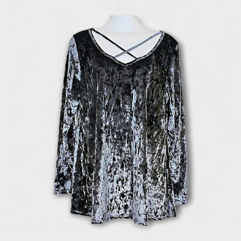 Jodifl Gunmetal Gray Crushed Velvet Long Sleeve Tunic Size Small